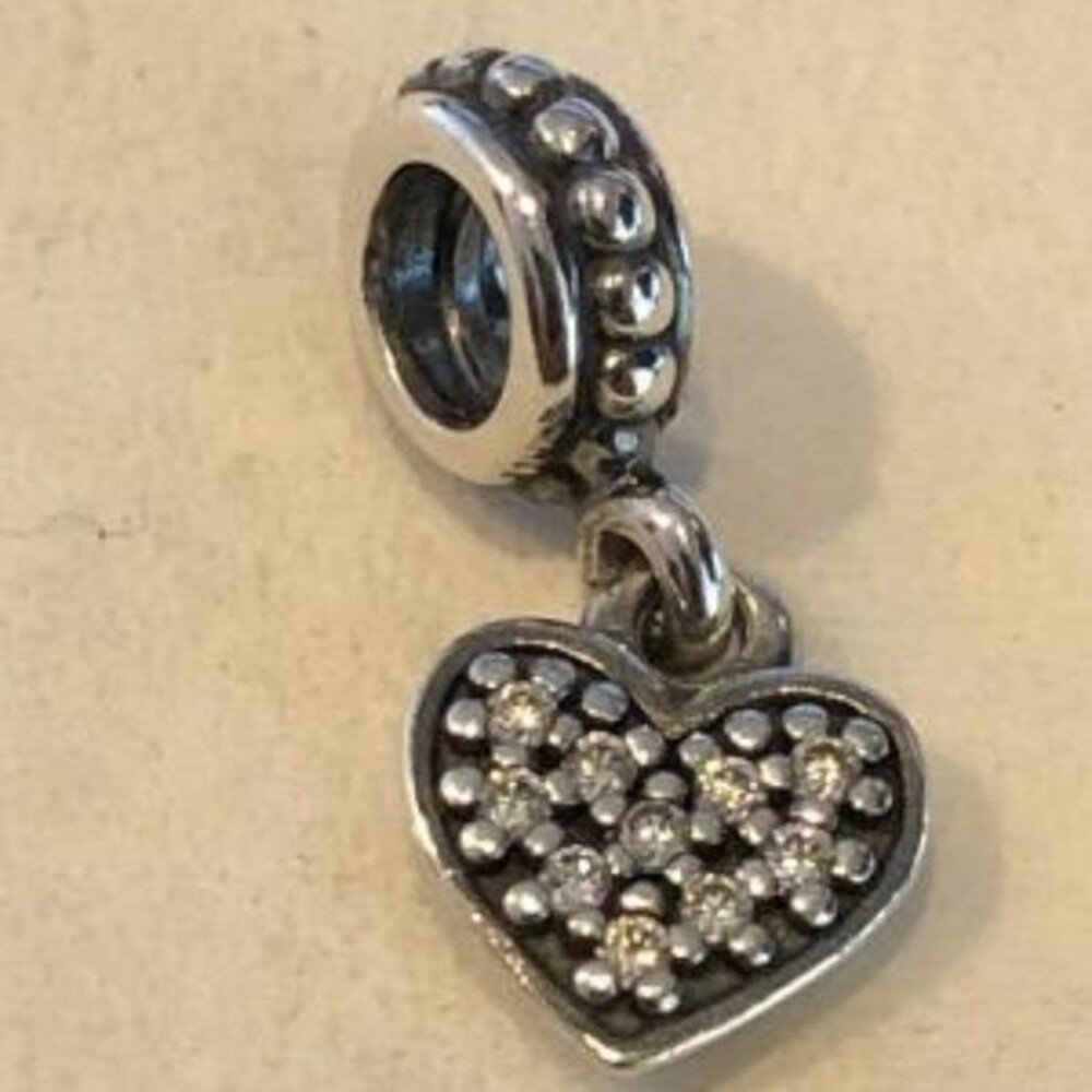 Authentic Pandora Heart Pave clear cz dangle